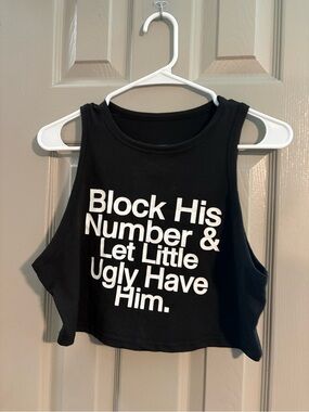 Women’s Black Graphic Crop Tank Top